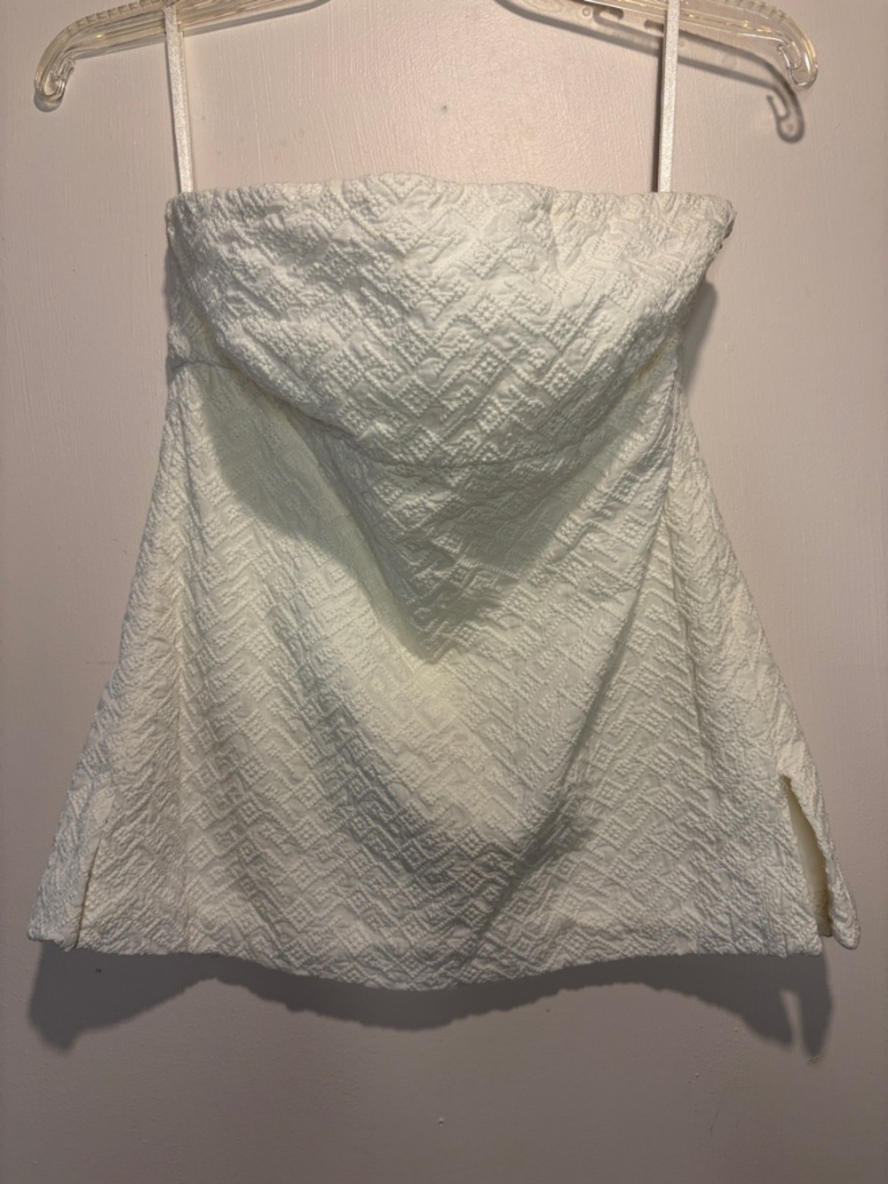 J. Crew 100% Cotton Textured White Cropped Tube Top Side Slits Y2K Style Size 2